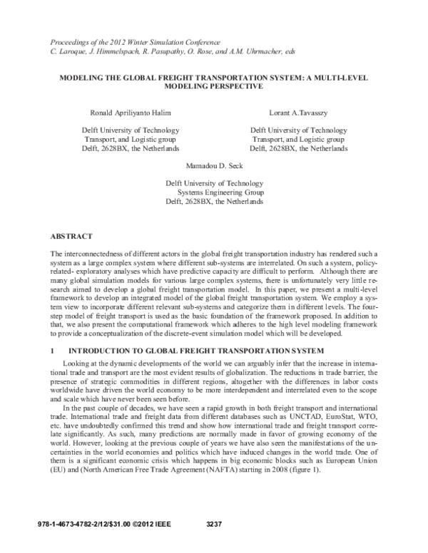(PDF) Modeling the global freight transportation system: A multi-level ...