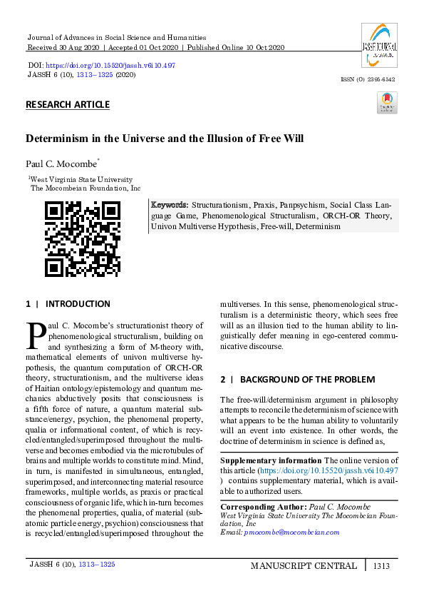 (PDF) Determinism in the Universe and the Illusion of Free Will