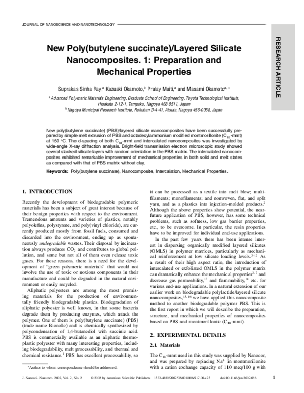 (PDF) New Poly(butylene succinate)/Layered Silicate Nanocomposites ...