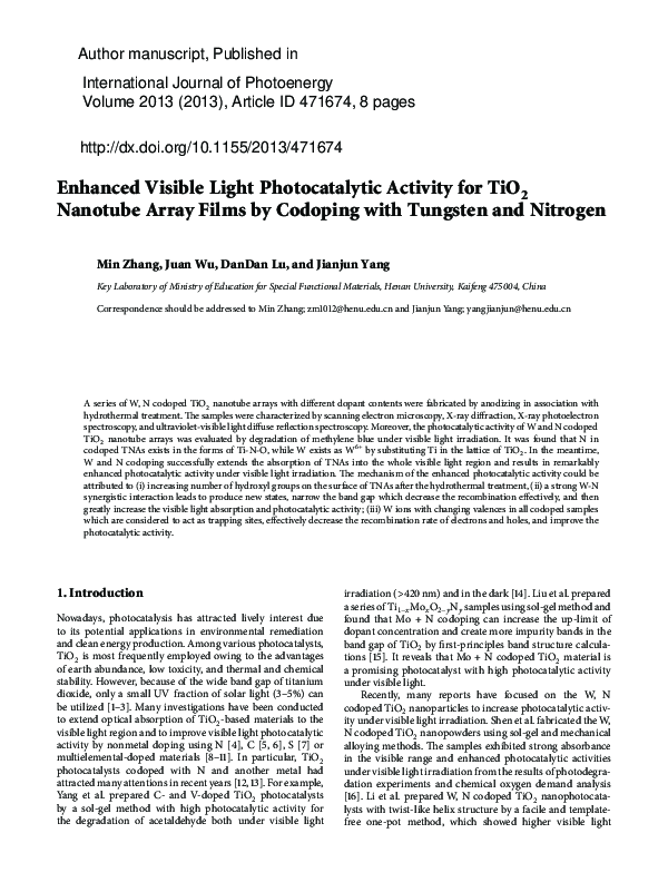(PDF) Enhanced visible light photocatalytic activity of novel polymeric ...