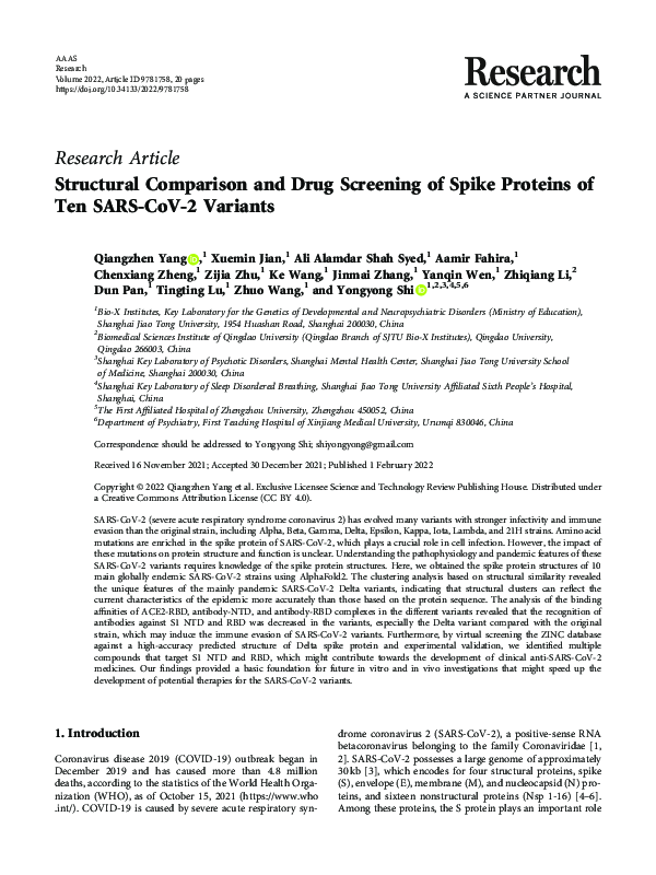 (PDF) Structural Comparison and Drug Screening of Spike Proteins of Ten ...