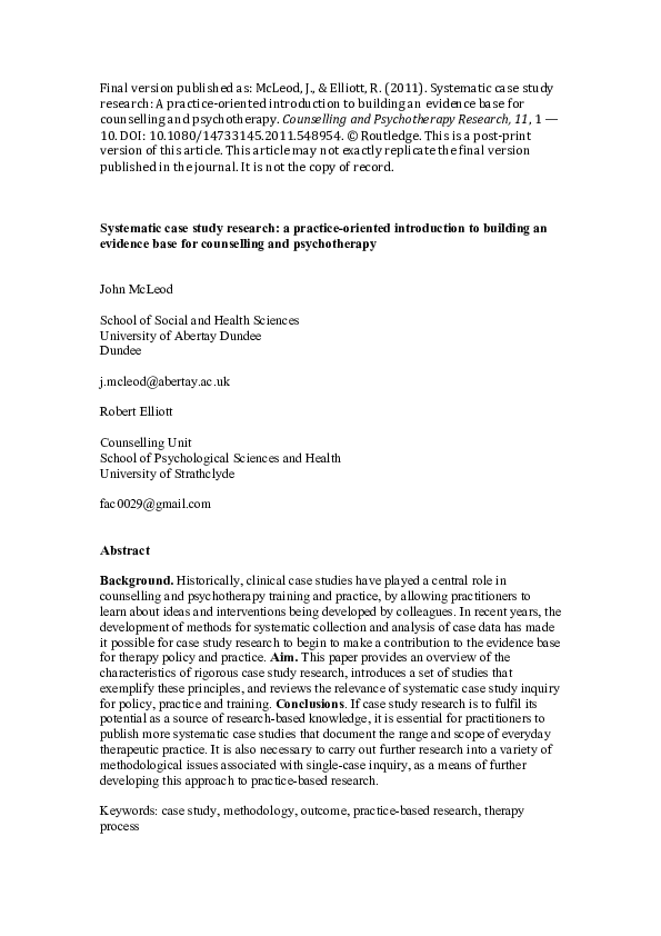 (PDF) Systematic case study research: A practice-oriented introduction ...