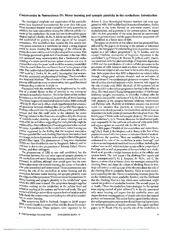 (PDF) Models of the cerebellum and motor learning