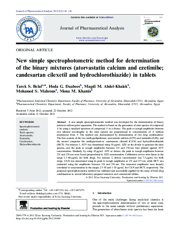 (PDF) New simple spectrophotometric method for determination of the ...