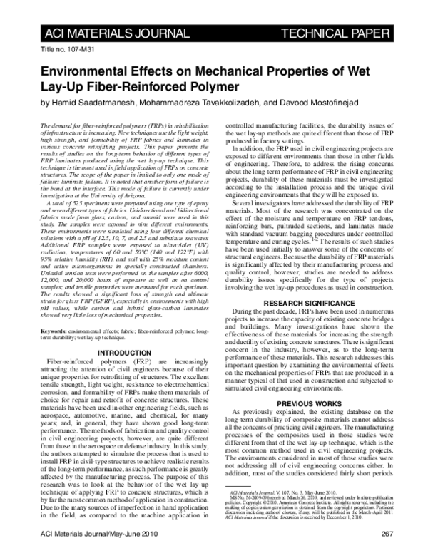 (PDF) Environmental Effects on the Mechanical Properties of E-Glass FRP ...