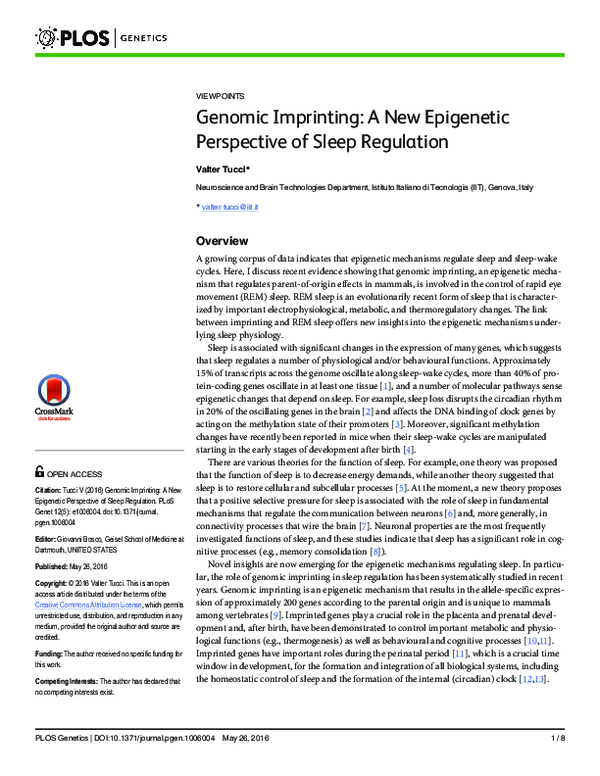 (PDF) Genomic Imprinting: A New Epigenetic Perspective of Sleep Regulation