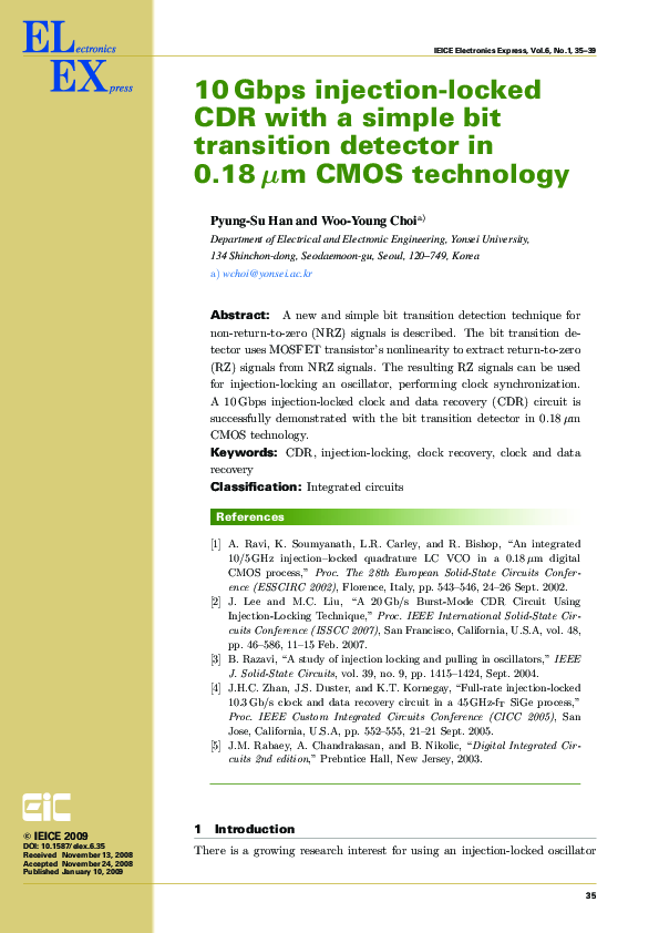 (PDF) 10Gbps injection-locked CDR with a simple bit transition detector ...