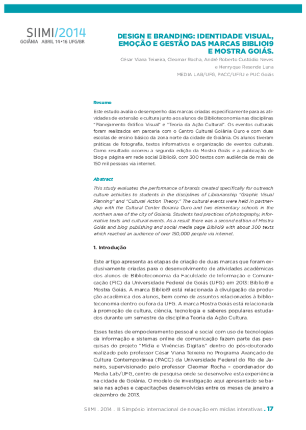 (PDF) Design e Branding Identidade Visual Emoção e Gestão Das Marcas ...