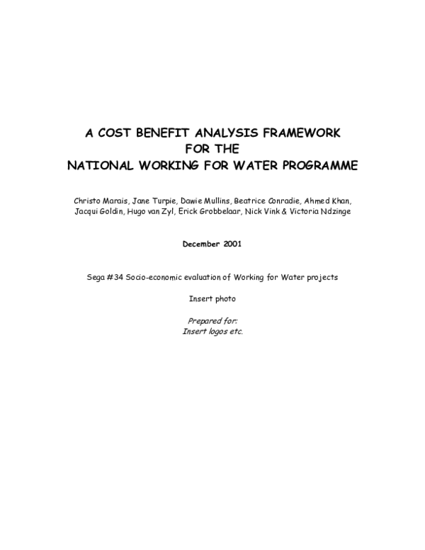 (PDF) A cost benefit analysis framework for the national working for ...