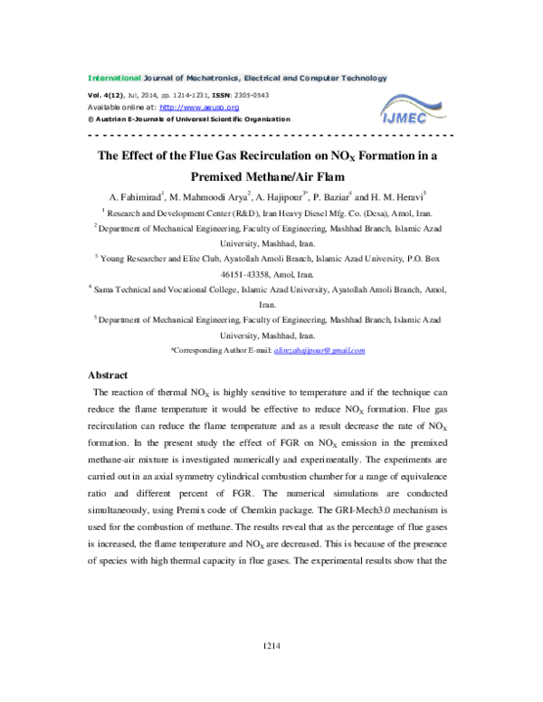 (PDF) The Effect of the Flue Gas Recirculation on NOx Formation in a ...