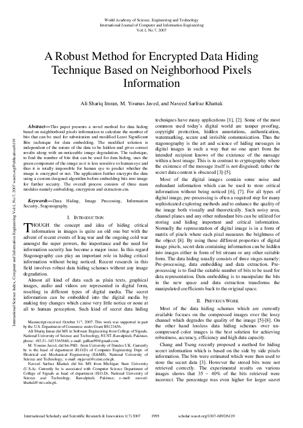 (PDF) A Robust Method For Encrypted Data Hiding Technique Based On ...