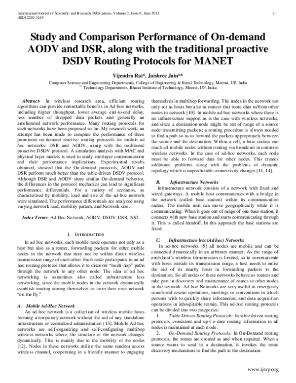 (PDF) Study and Comparison Performance of On-demand AODV and DSR, along ...
