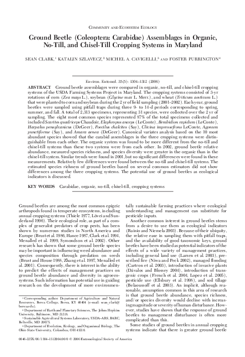 (PDF) Ground Beetle (Coleoptera: Carabidae) Assemblages in Conventional ...