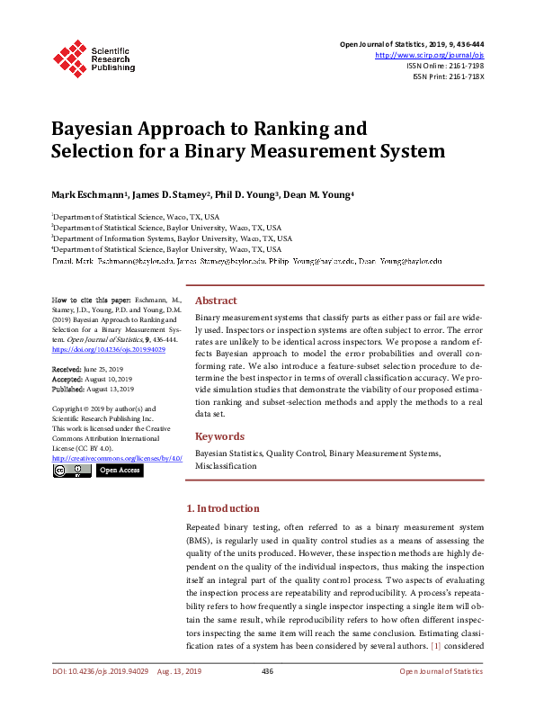 (PDF) Bayesian Approach to Ranking and Selection for a Binary ...