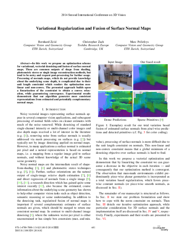 (PDF) Variational Regularization and Fusion of Surface Normal Maps