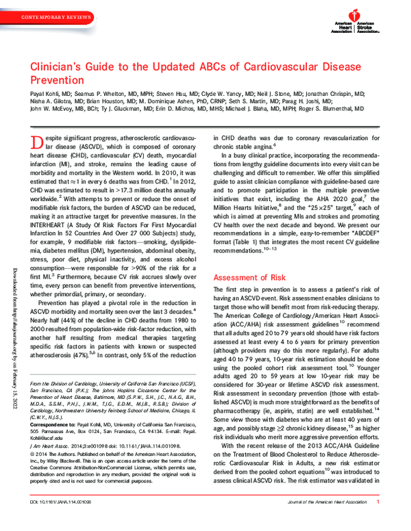 (PDF) Clinician's Guide to the Updated ABCs of Cardiovascular Disease ...