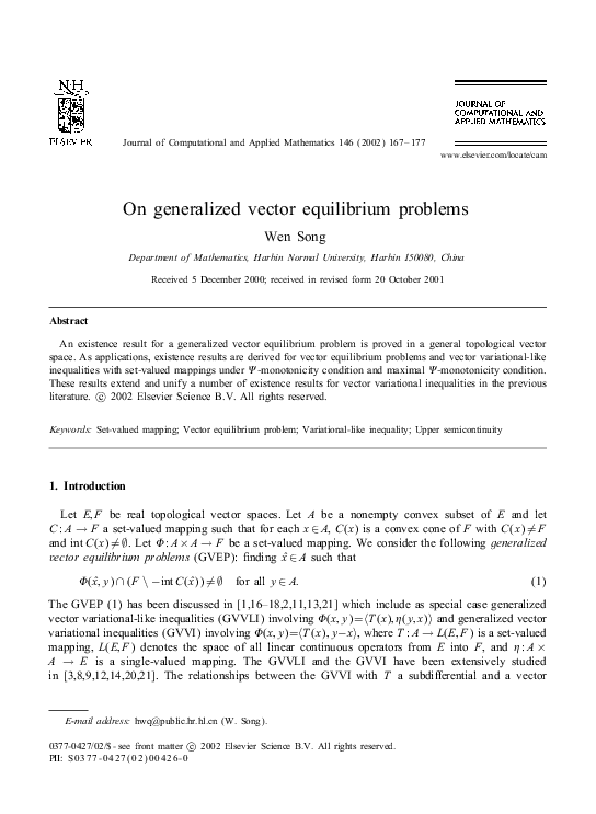 (PDF) On Generalized Vector Equilibrium Problems | Hassan Riahi ...