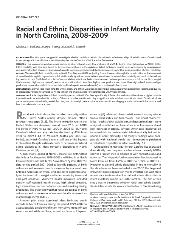 (PDF) Racial and Ethnic Disparities in Infant Mortality in the United ...