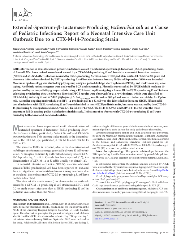 (PDF) Extended spectrum beta-lactamase producing Escherichia coli and ...