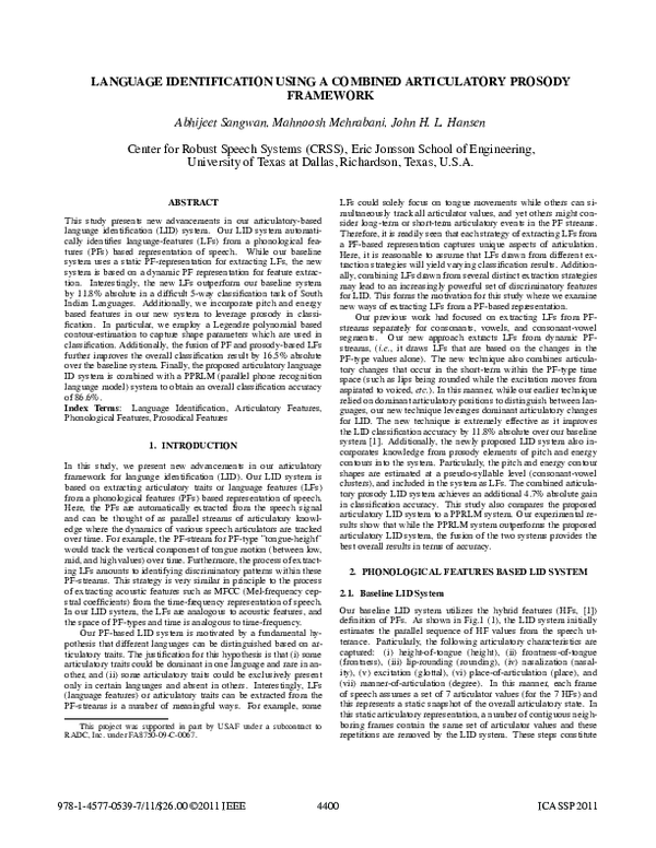 (PDF) Language identification using a combined articulatory prosody ...