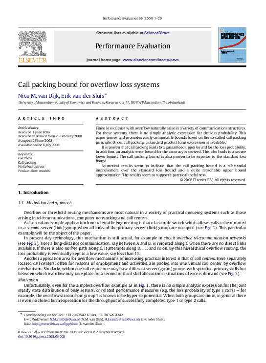 (PDF) Call packing bound for overflow loss systems