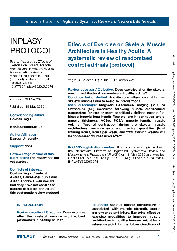 (PDF) Effects of Exercise on Skeletal Muscle Architecture in Healthy ...