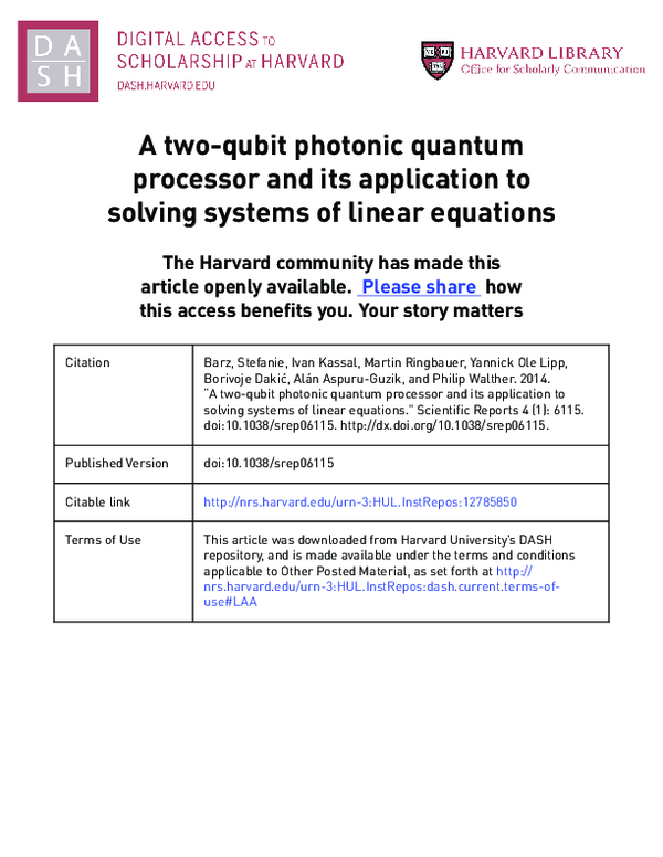 (PDF) A two-qubit photonic quantum processor and its application to ...
