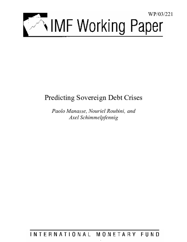 (PDF) Predicting Sovereign Debt Crises