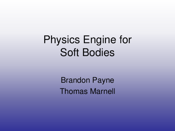 (PDF) PESB: Physics Engine for Soft Bodies