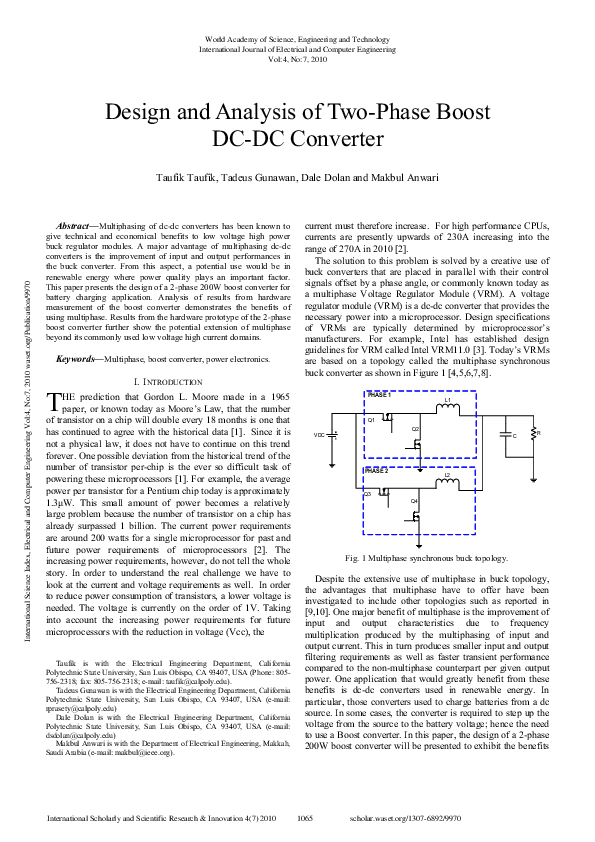 (PDF) Design and Analysis of Two-Phase Boost DC-DC Converter