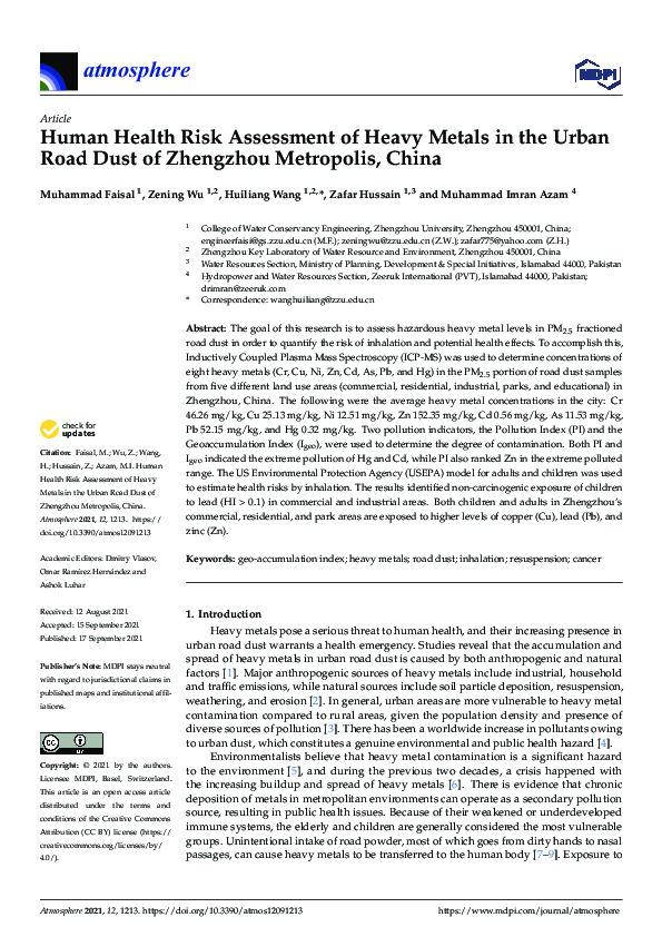 (PDF) Human health risk assessment of heavy metals in soil–vegetable ...