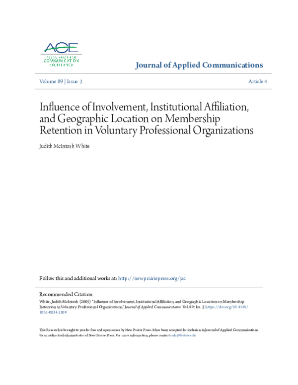 (PDF) Influence of Involvement, Institutional Affiliation, and ...