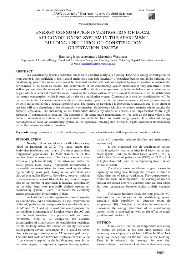 (PDF) Energy Consumption Investigation of Local Air Conditioning System ...