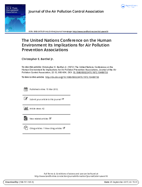 (PDF) The United Nations Conference on The Human Environment Stockholm 1972