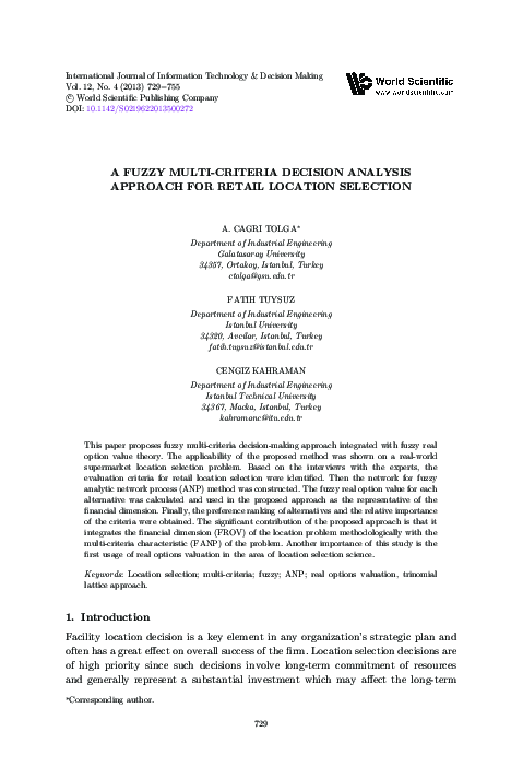 (PDF) A fuzzy multi-criteria decision analysis approach for the ...