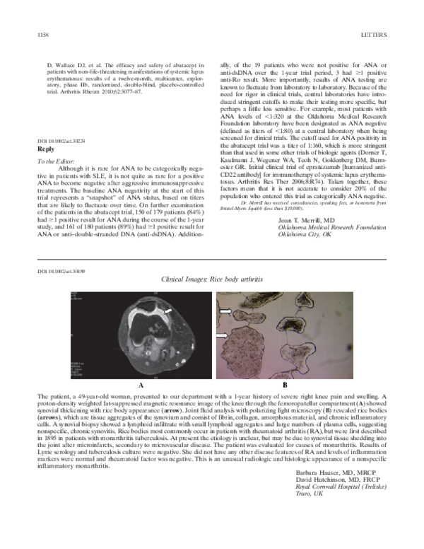 (PDF) Clinical images Rice body arthritis Barbara Hauser Academia.edu