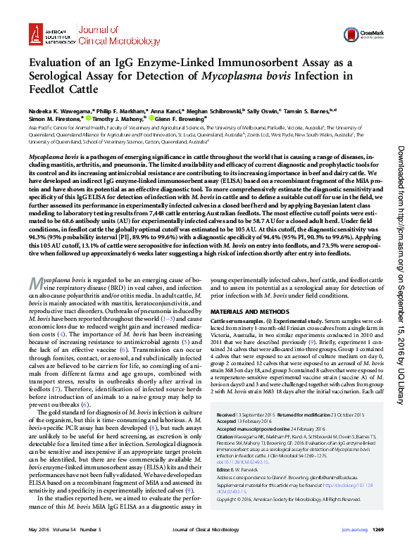 (PDF) Evaluation of an IgG ELISA as a serological assay for detection ...