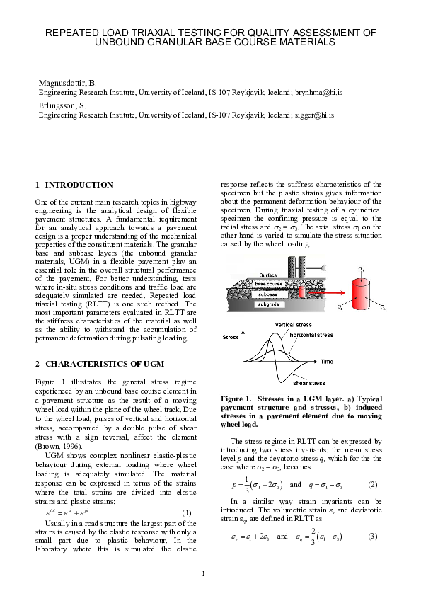 (PDF) Repeated Load Triaxial Testing for Quality Assessment of Unbound ...