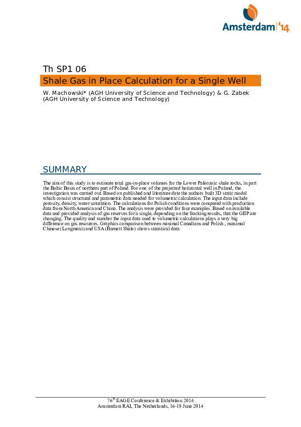 (PDF) Shale Gas in Place Calculation for a Single Well