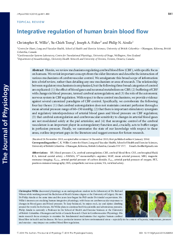 (PDF) Integrative regulation of human brain blood flow