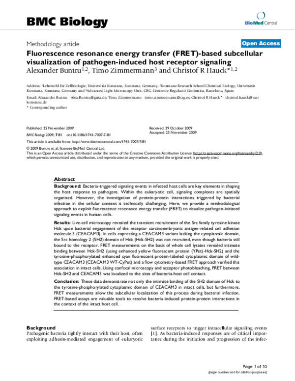 (PDF) Fluorescence resonance energy transfer (FRET)-based biosensors ...
