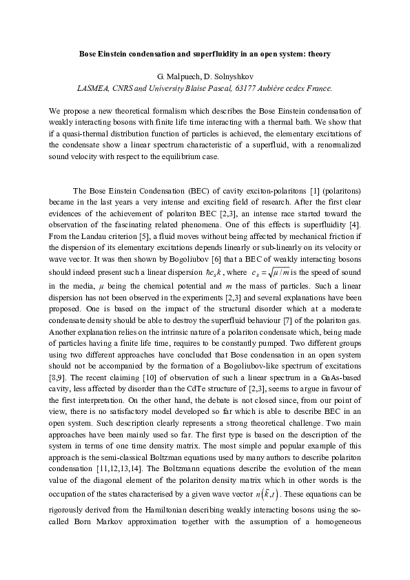(PDF) Bose–Einstein condensation and superfluidity in trapped atomic gases