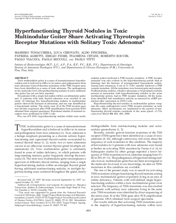 (PDF) Hyperfunctioning Thyroid Nodules in Toxic Multinodular Goiter ...