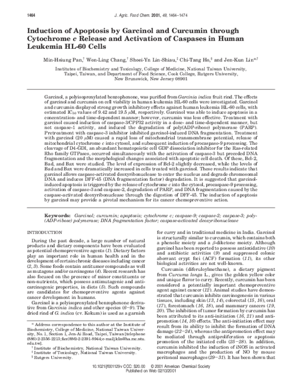 (PDF) Induction of Apoptosis by Garcinol and Curcumin through ...