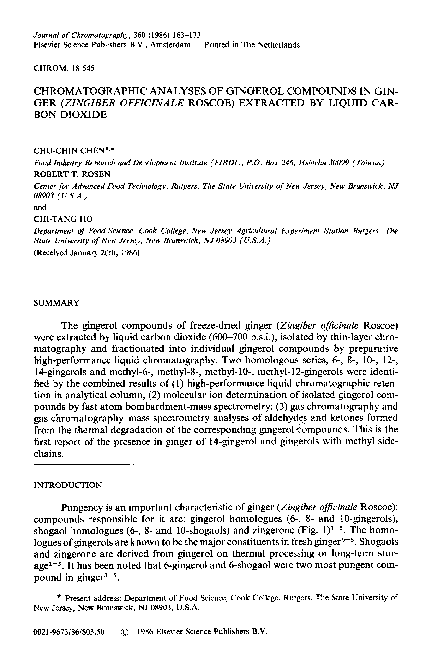(PDF) Chromatographic analyses of gingerol compounds in ginger ...