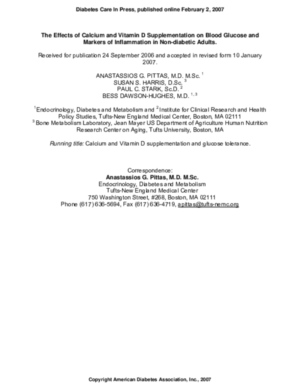 (PDF) Effects of calcium and vitamin D supplementation on blood ...