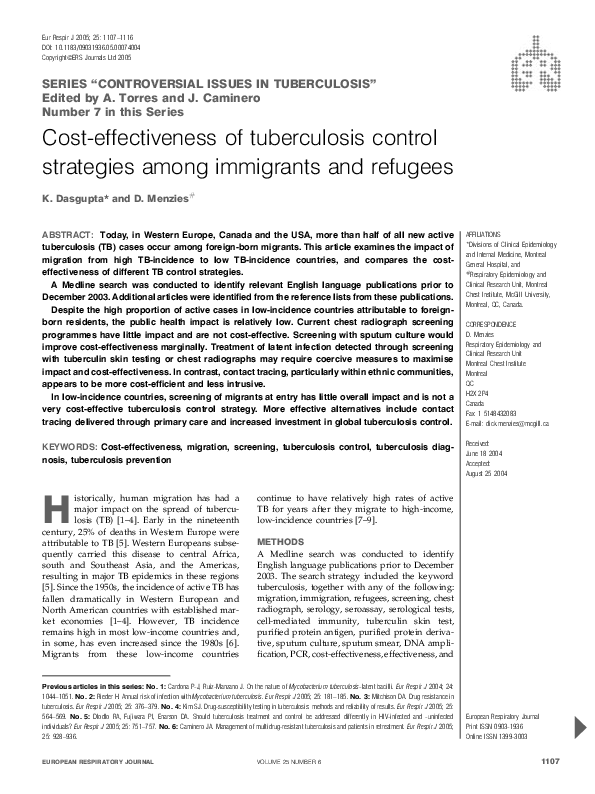 (PDF) Cost-effectiveness of tuberculosis control strategies among ...
