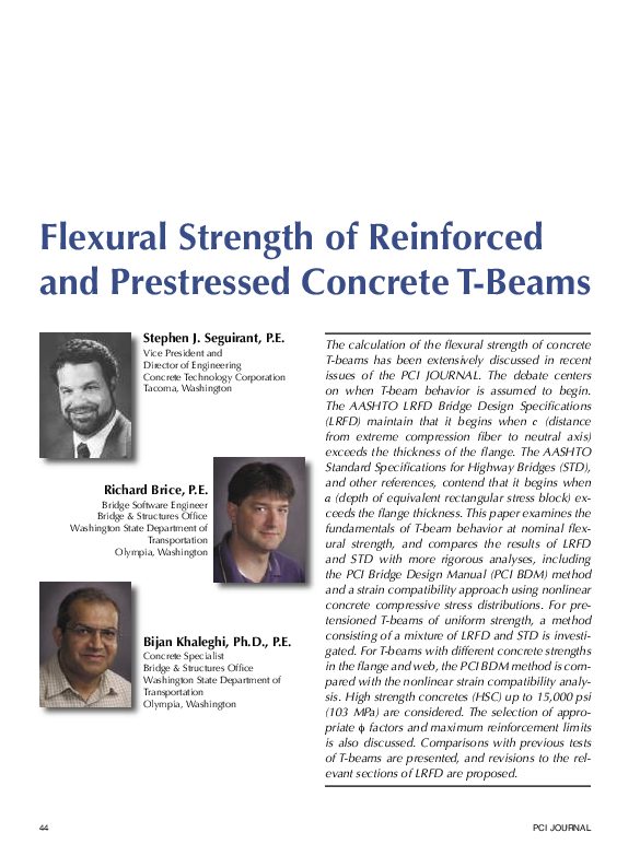 (PDF) Flexural Strength of Reinforced and Prestressed Concrete T-Beams