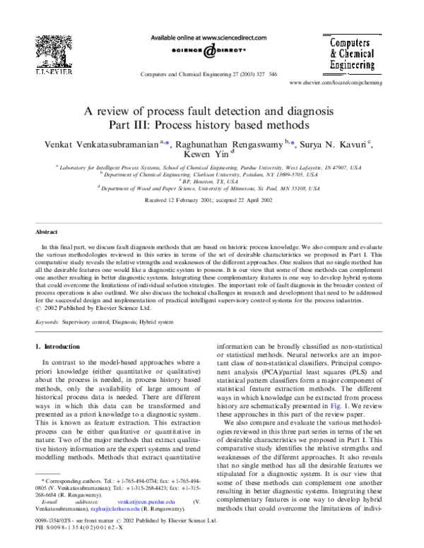 (PDF) Areview of process fault detection and diagnosis Part II ...