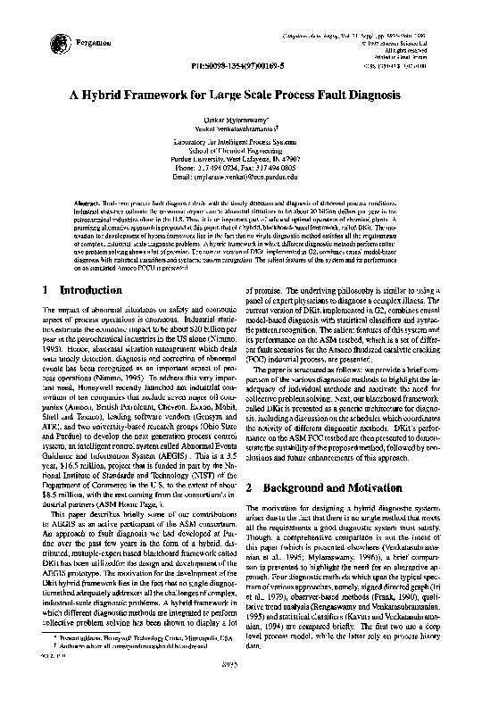 (PDF) A hybrid framework for large scale process fault diagnosis